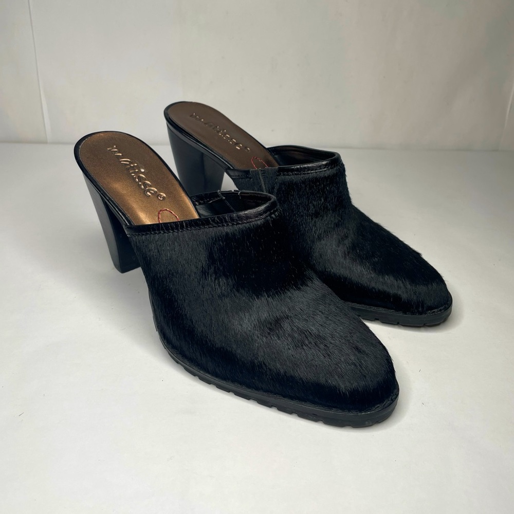 Matisse Black Calf Hair Almond Cammy Slip On Western Mules - Picture 4 of 13